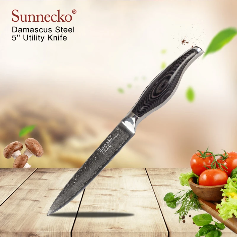 SUNNECKO 2 шт. Кухня Набор ножей шеф повара дамасский универсальный нож Сталь