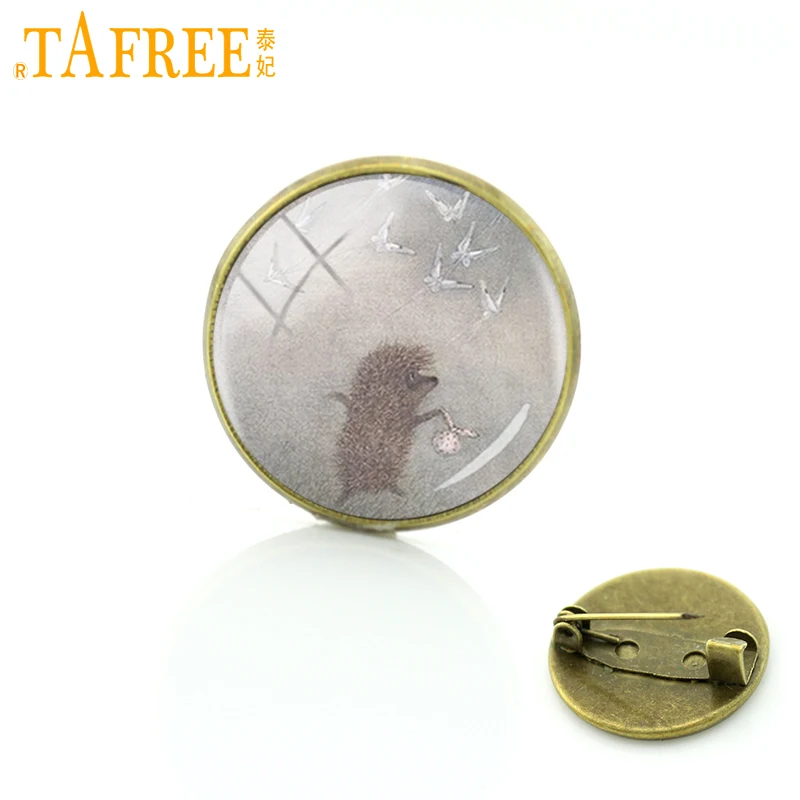 Брошь TAFREE Ежик в тумане модные булавки ручной работы круглые стеклянные для