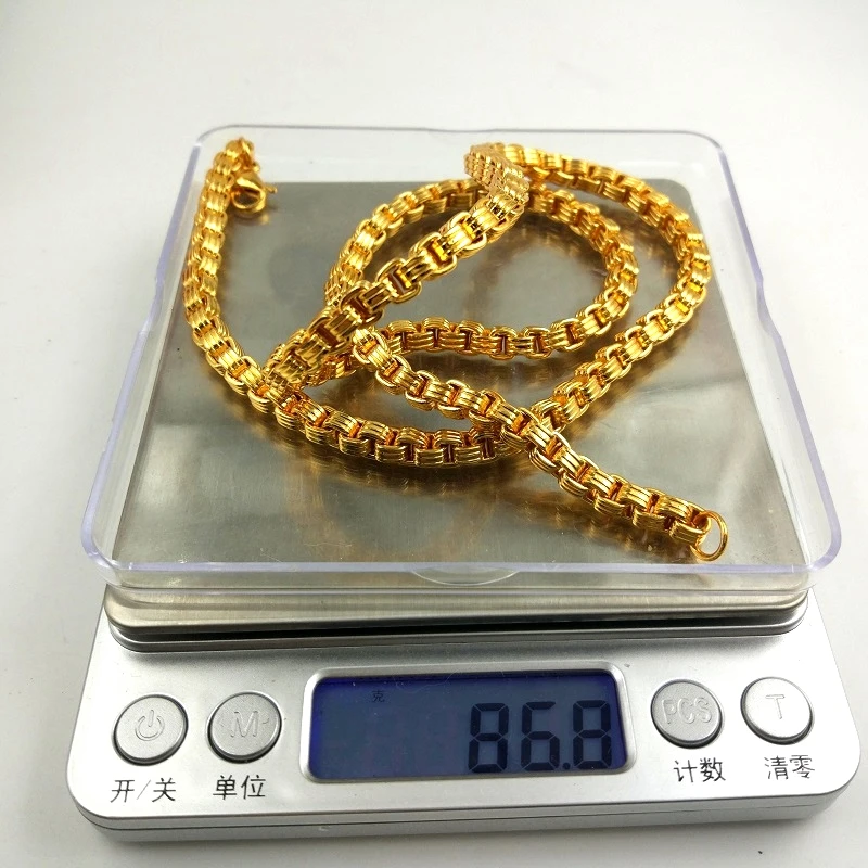 USENSET Box Chain Necklace Stainless Steel Jewelry Gold 5MM Width Chain Link Necklaces for Women Men Jewelry New YS22