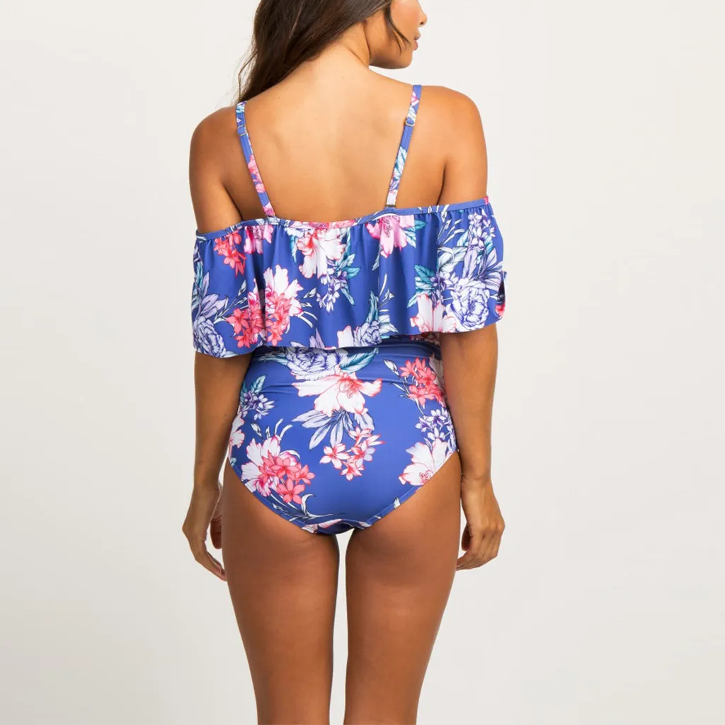 Женский купальник размера плюс для беременных бикини с принтом купальный костюм