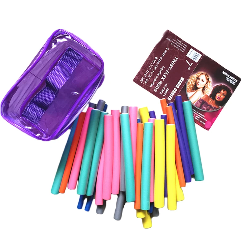 

MOONBIFFY 42pcs/set 7 Styles Magic Hair Curler Rollers Spiral Foam Bendy hair curling flexi rods drop shipping