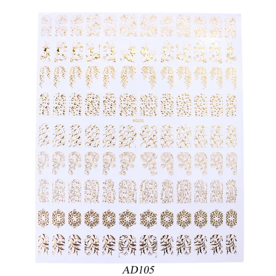 AD105 1 шт 3D золотые наклейки для ногтей, клейкие наклейки, лист, лоза, цветы, полосы, Полное Обертывание фольги, украшение для ногтей, маникюр, TRAD101-106 - Цвет: AD105