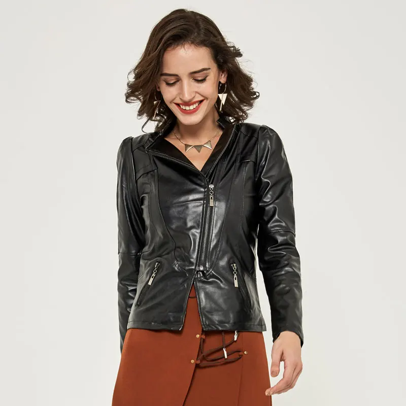 Chaquetas Mujer 2018 Turn-down Collar PU Women Pockets Jacket Full Sleeve Short Style Slim Fashion Coats WWJ491 | Женская одежда
