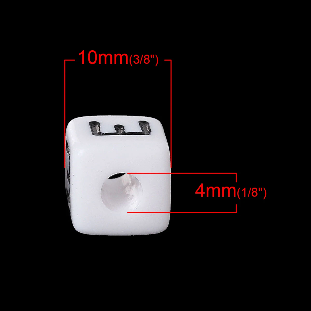 8 сезонов акриловые бусины разделители квадратные белые буквы узор E около 10 мм (3/8