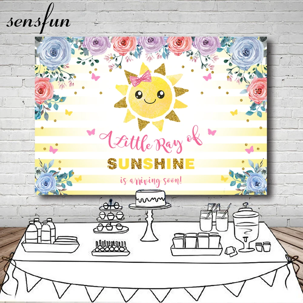 Sensfun A Little Ray Of Sunshine фотография фон цветок улыбка Желтый Солнечный свет Baby Shower