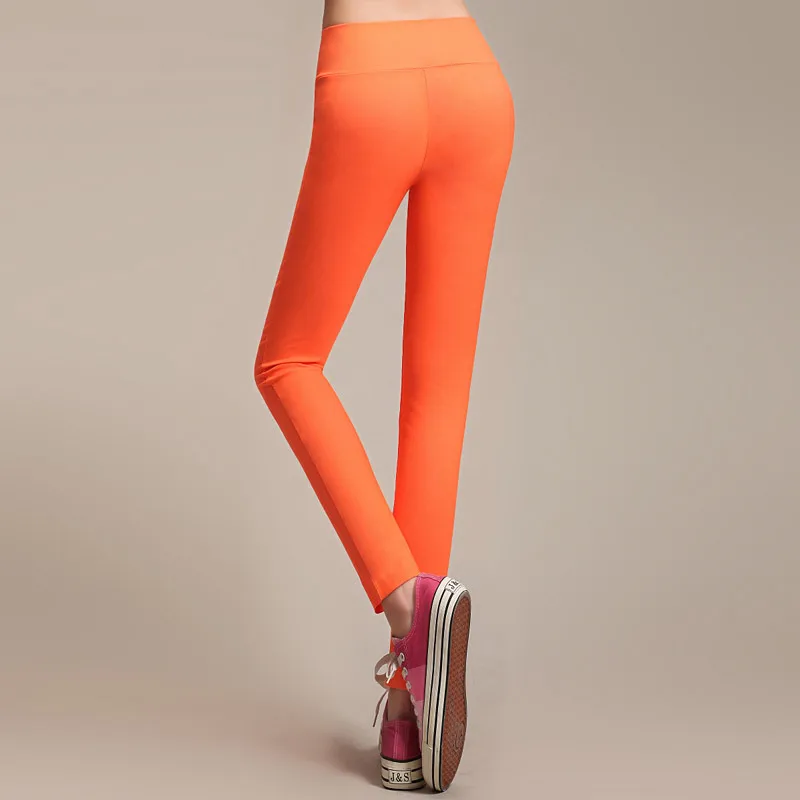 Женские летние весенние однотонные облегающие леггинсы размера плюс синего и