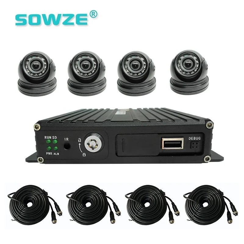 4-канальная система MDVR с SD-картой 4 внутренними автомобильными камерами и