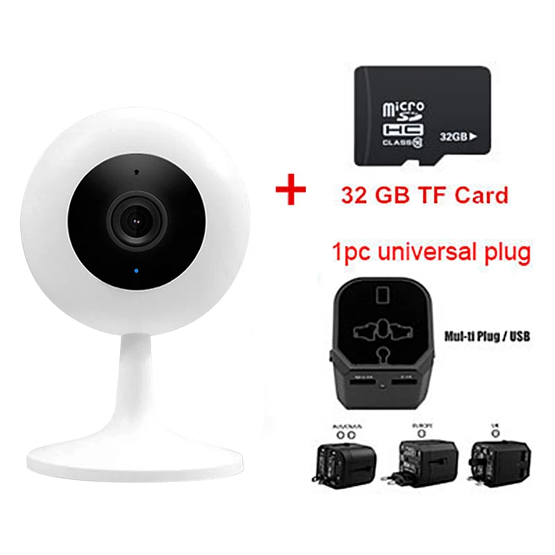 Universal Plug 32GB Xiaomi Mijia xiaobay, умная камера, популярная версия, 1080P HD, беспроводная, Wifi, инфракрасное ночное видение, 360 угол обзора, IP, домашняя камера, CCTV - Цветной: Universal Plug 32GB