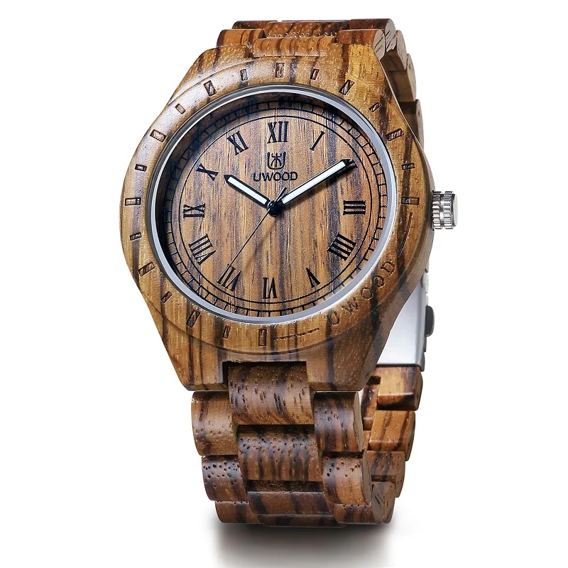 zebra wood Деревянные часы UWOOD Sandal, деревянные модные мужские часы для студентов, ретро браслет, деревянный браслет, наручные часы для мужчин, Relogio Masculino - Цвет: zebra wood