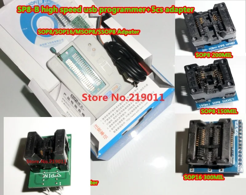 Usb программатор SOFI SP8 B с высокой скоростью и адаптером 5cs (93/24/25/BR90/ flash eeprom) более