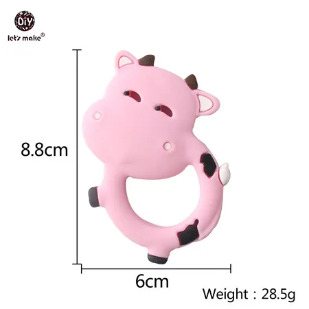 cow Let's Make Baby Teether 1 шт. грызун мультфильм животное пищевой силиконовый прорезыватель BPA бесплатно коала Прорезыватель зубов "медведь" для зубов крошечный стержень - Цвет: cow