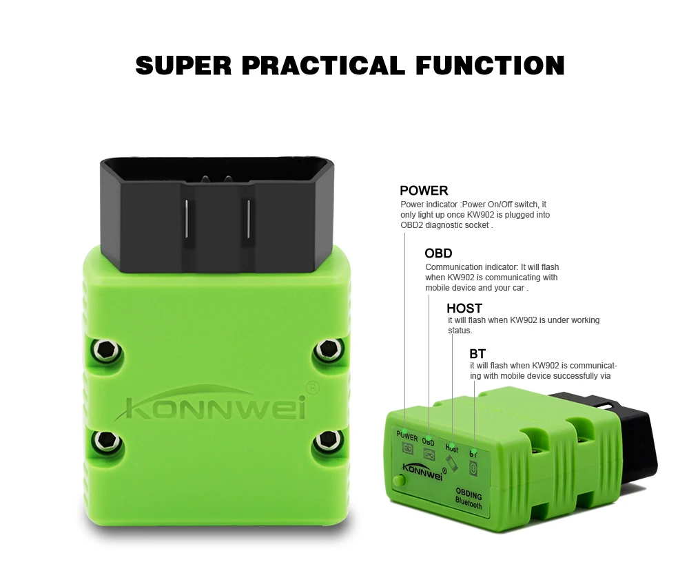 KONNWEI OBD2 сканер KW902 ELM327 V1.5 Bluetooth Автосканер PIC18f25k80 MINI ELM 327 OBDII KW902 считыватель кодов для Android телефона