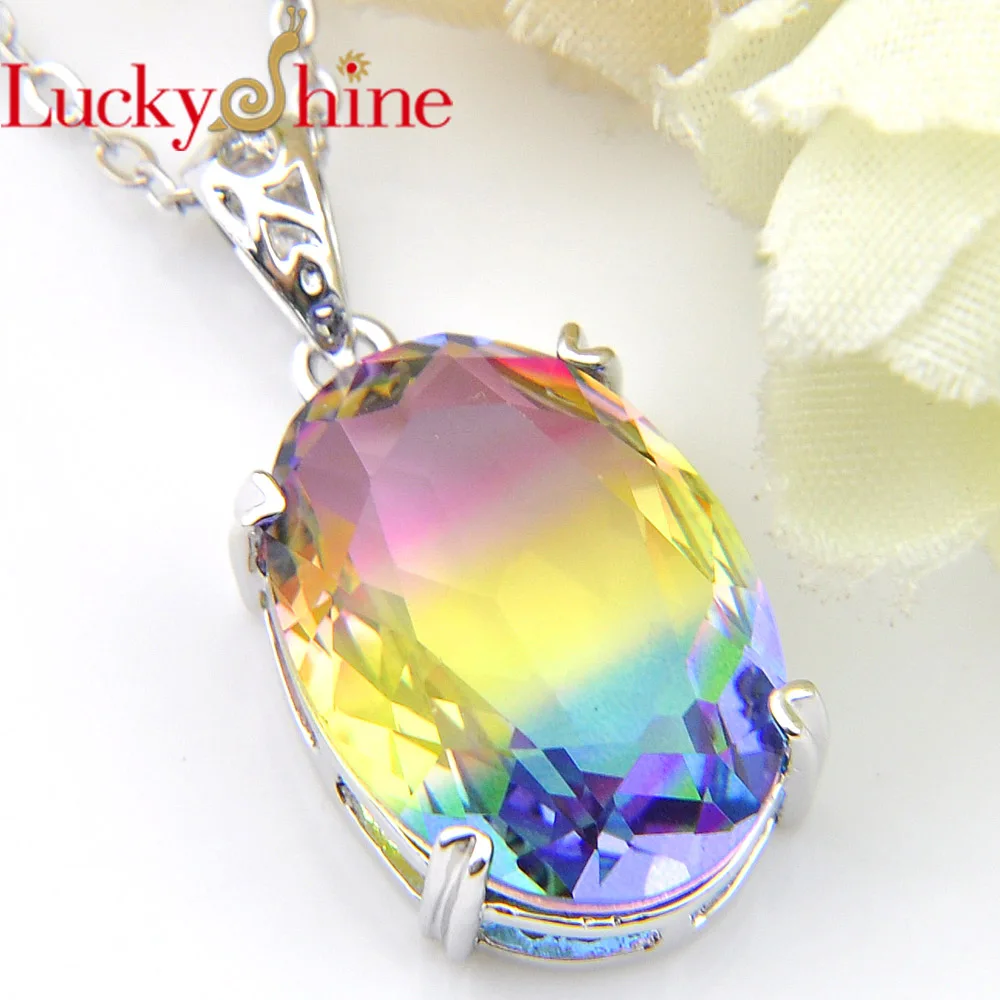 Luckyshine Новые Нежные Подвески двухцветные турмалиновые драгоценные камни с