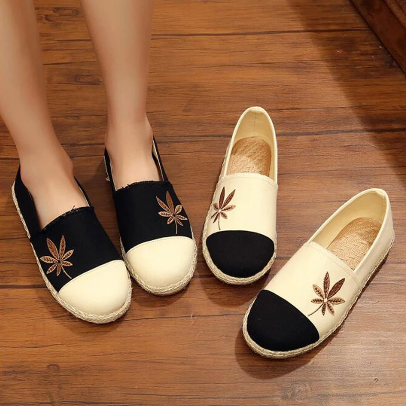Fashion casual women shoes spring summer new small white round head shallow mouth maple leaf flat comfort mm438 | Обувь
