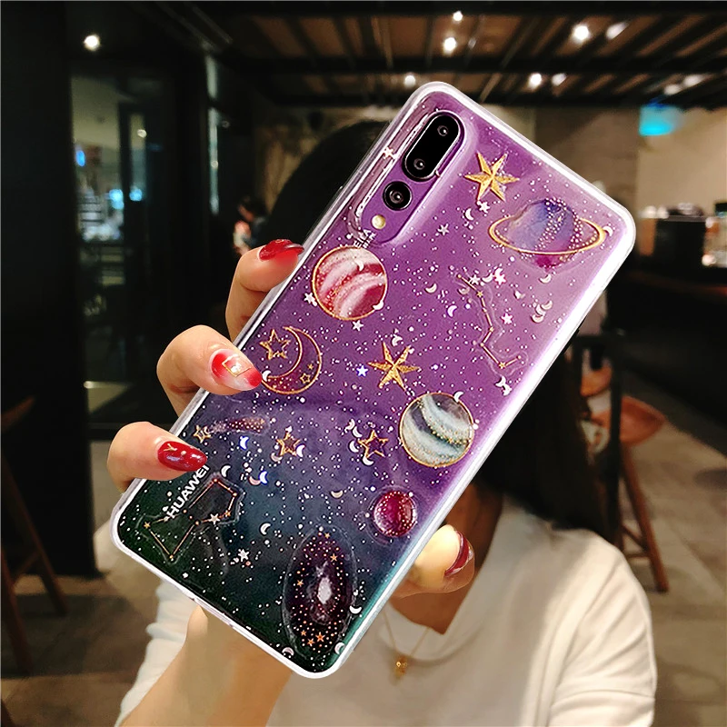 Мягкий чехол Вселенная планета для huawei P30 Pro P20 mate 20X20 Lite Honor 8X20 Pro P Smart Сияющий прозрачный чехол Fundas