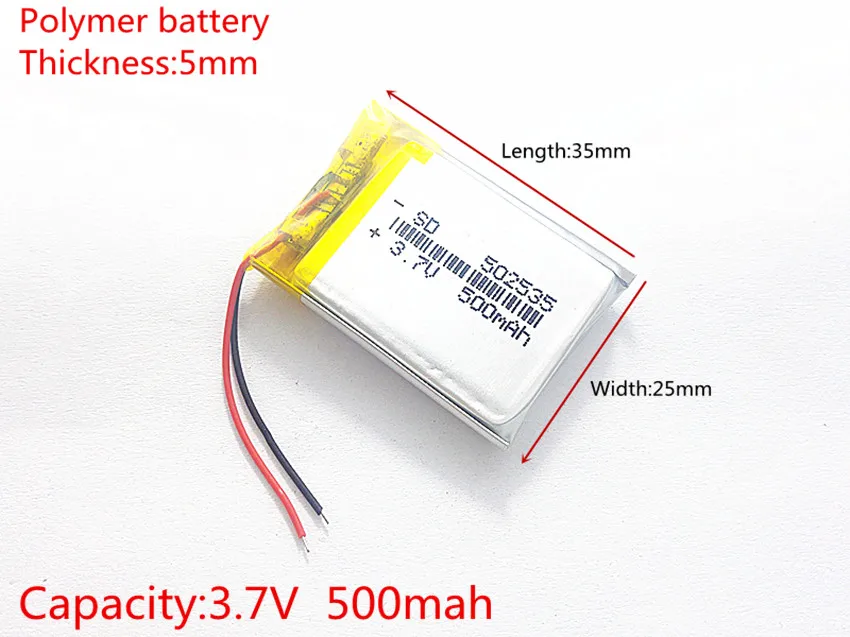 3 7 V 500mAH 502535 PLIB (полимерный литий ионный/литий ионный аккумулятор) для умных часов