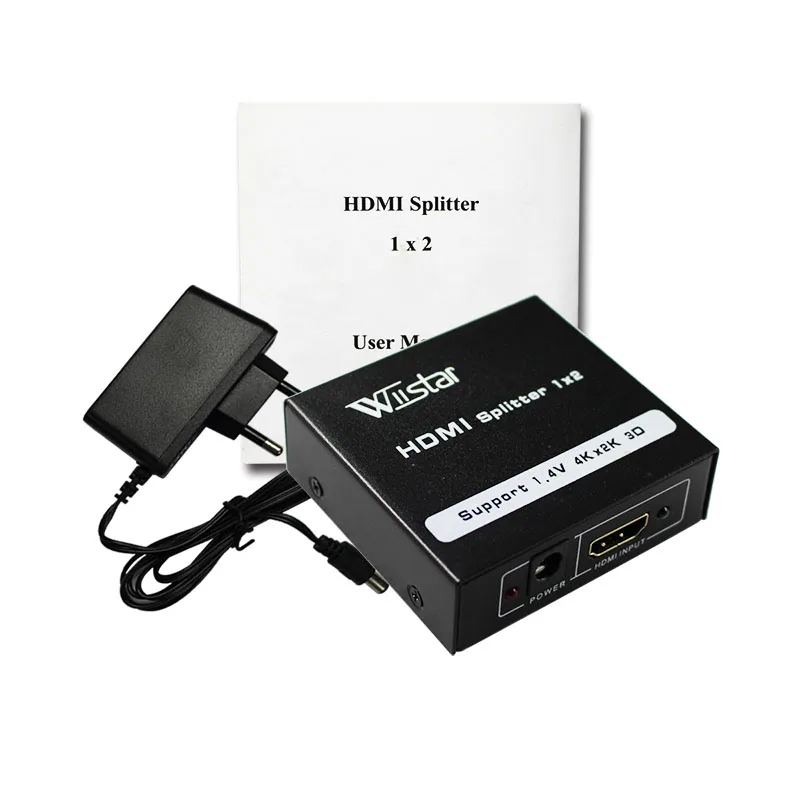 Wiistar HDMI сплиттер 1x2 HDMI 1,4 конвертер 1080P 1 в 2 Переключатель Поддержка 1,4 в 4 к 2 к 3D для HDTV STB HDMI сплиттер 2 порта