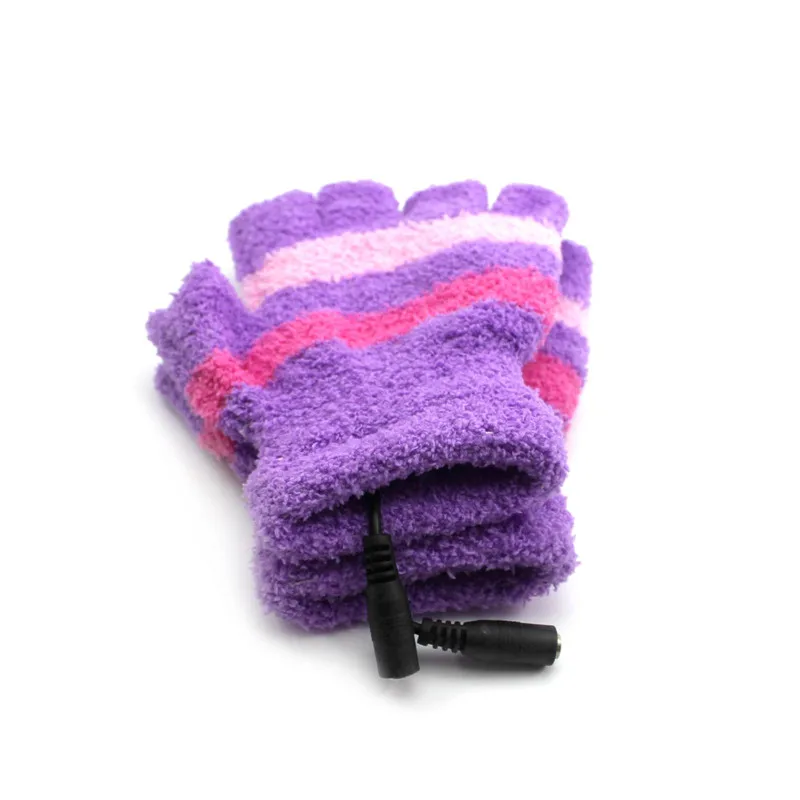 Перчатки без пальцев с подогревом питанием от USB для офиса Осень зима теплые