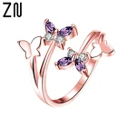 Новинка 2021, женские кольца ZN с регулируемыми крыльями из кристаллов и бабочки, ювелирные изделия для женщин и девушек, обручальные кольца, модное вечернее кольцо из розового золота