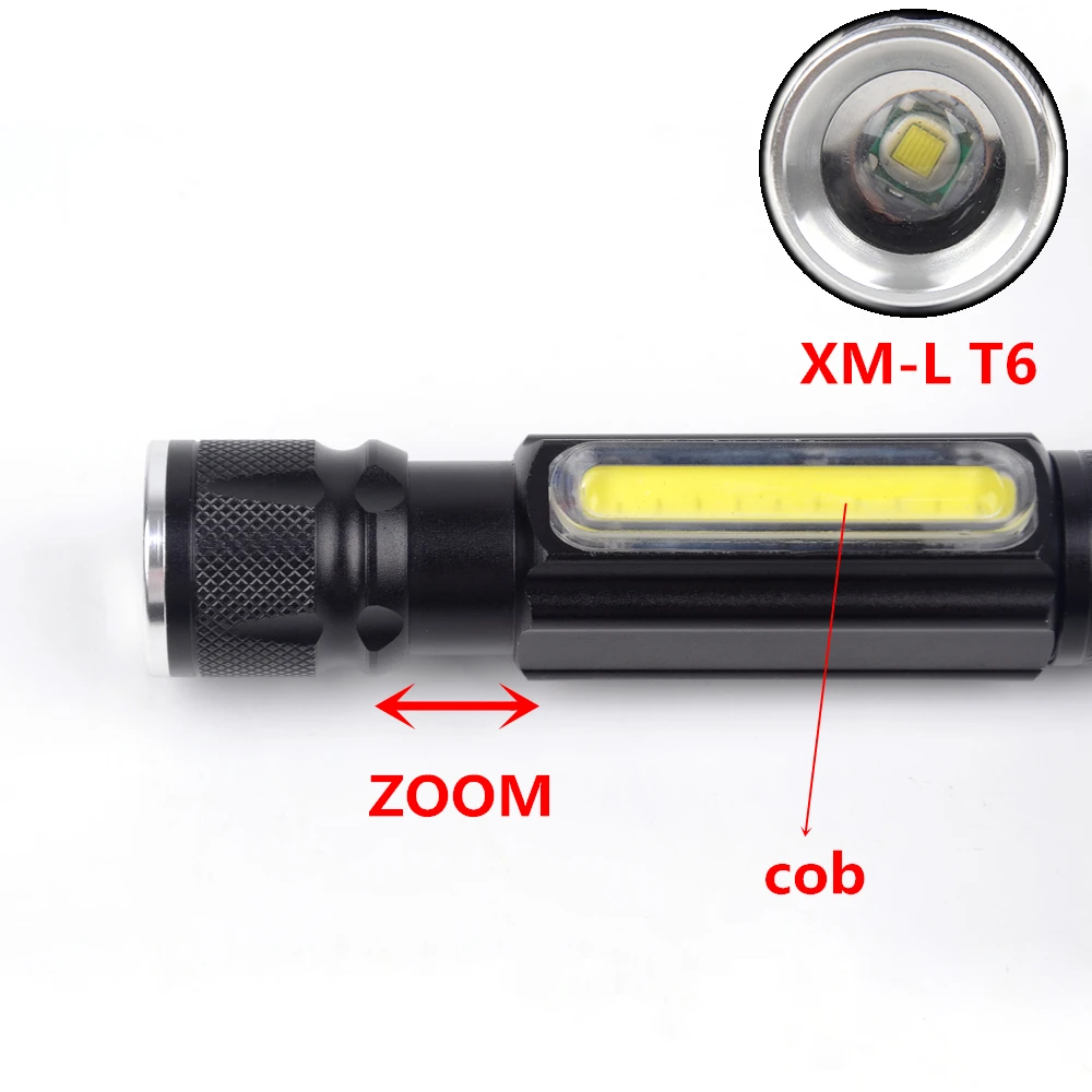 Зум светодиодная вспышка светильник T6 + COB светодиодный x900 USB Перезаряжаемые