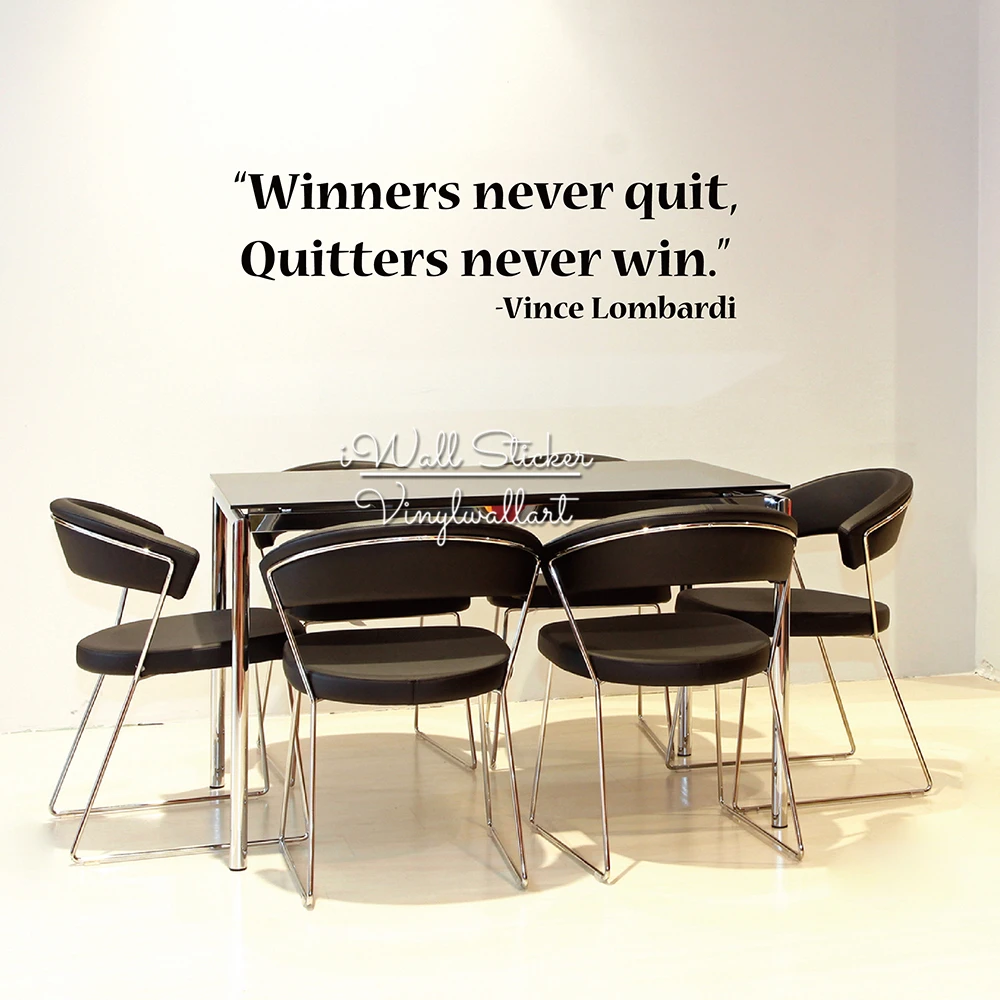Winners Never Quit Office Motivational Quote Wall Decal Inspirational Quotes Stickers DIY Decors Cut Vinyl Q213 Дом и сад