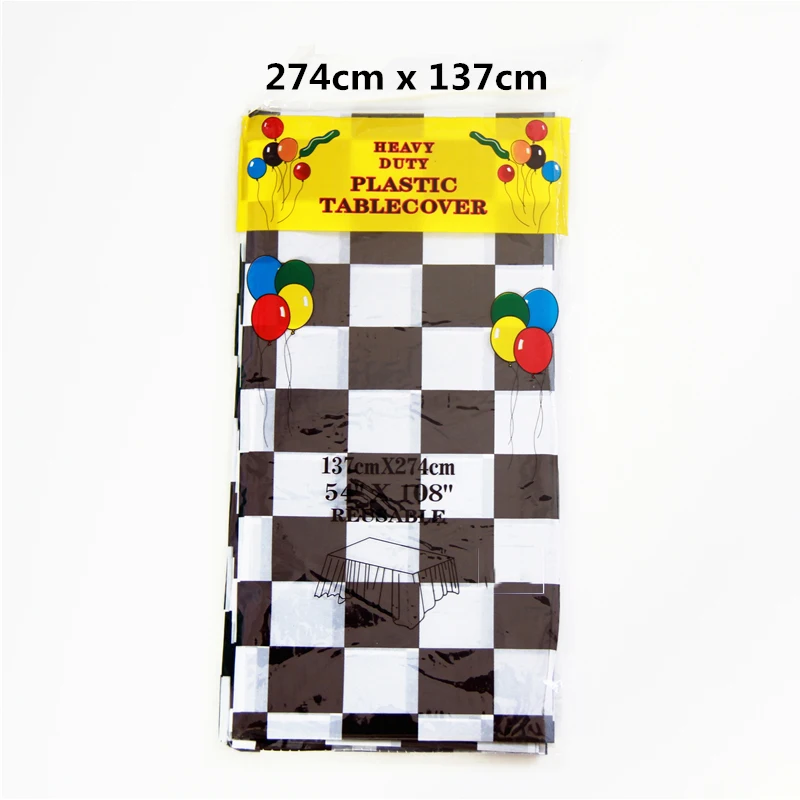 

274*137CM Big Size Kids Favors Black and white square lattice Design Birthday Party Tablecloth Decoration Table Cover 1pcs/pack
