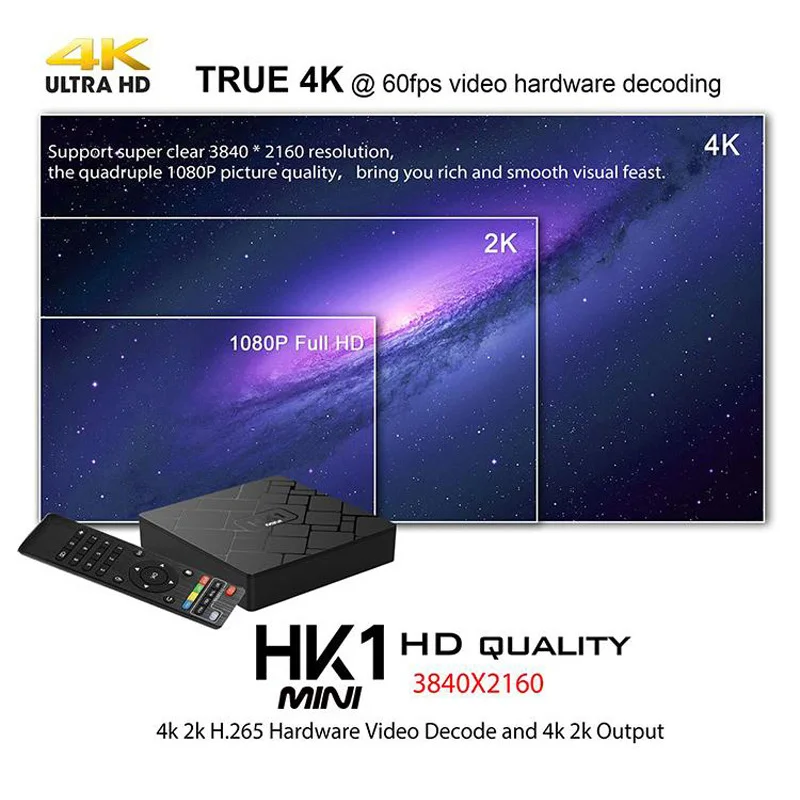 HK1 Мини Android 8 1 Смарт ТВ коробка RK3229 2G DDR3 16G EMMC ROM Декодер каналов кабельного
