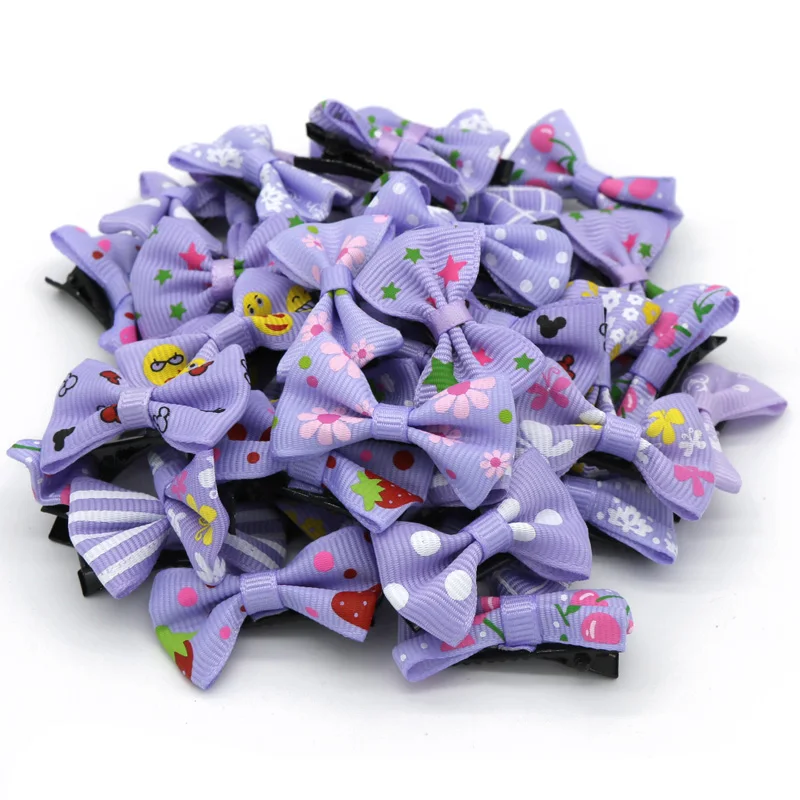 Purple 12 шт./лот, многоцветные заколки для волос, заколки для волос, аксессуары для девочек, ленты для волос, банты, заколки, рождественские подарки для детей - Цвет: Purple
