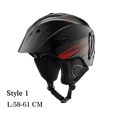 Style1-L-BK ROCKBORS велосипедный цельно-Формованный шлем для сноуборда зимний теплый тепловой Сверхлегкий дышащий велосипедный лыжный шлем оборудование для безопасности - Цвет: Style1-L-BK