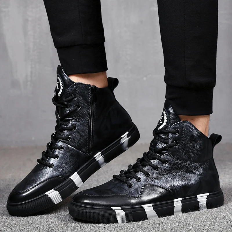 Новинка 2018 года Брендовая обувь наивысшего качества мужские теплые кожаные