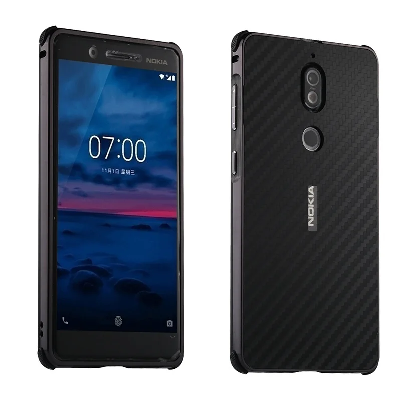 Case For Nokia 7 Plus Back Cover fundas for 8 X6 X5 case Carbon Fiber Metal 2 in 1 Shock Proof Hard kimTHmall | Мобильные телефоны