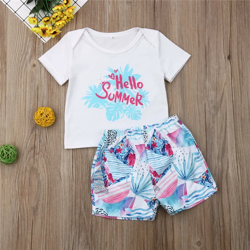 Новый комплект из 2 предметов для маленьких мальчиков и девочек Гавайский стиль