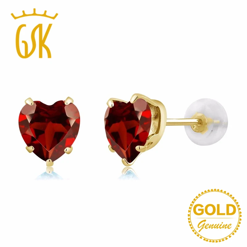 Золотые ювелирные изделия GemStoneKing 1.80Ct в форме сердца 6 мм красный натуральный