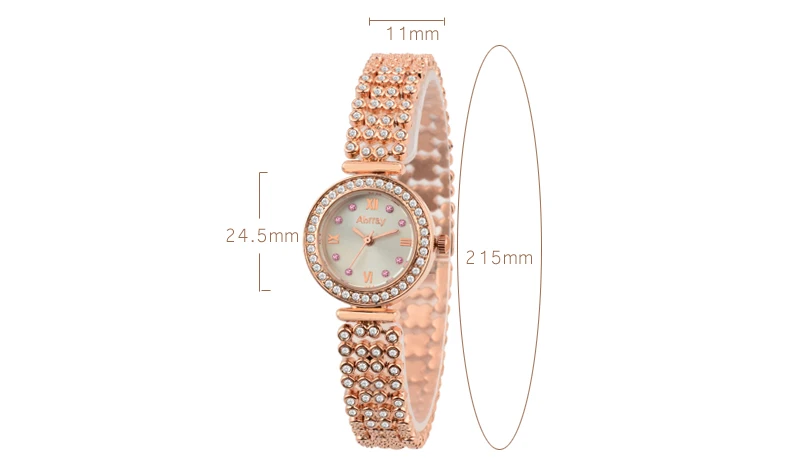 Женские кварцевые часы Abrray розовое золото со стразами японский механизм|wristwatch