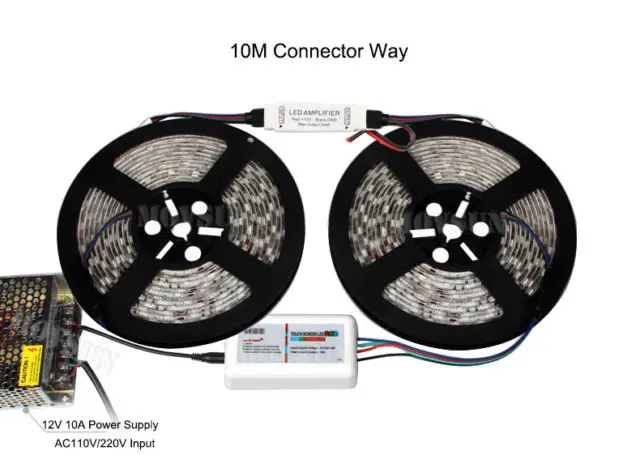 20 м 15 10 5 24 В RGB Светодиодная лента 5050 водонепроницаемый полный комплект + RF