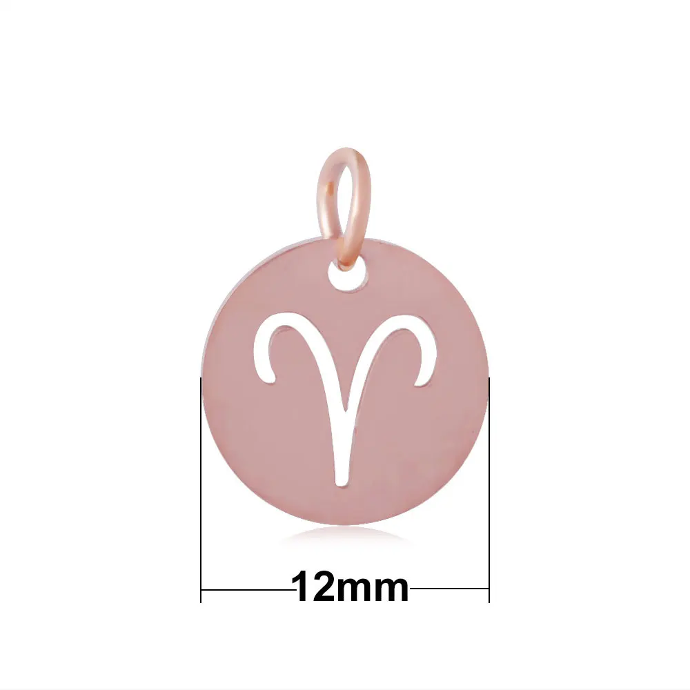 12 шт Круглые из нержавеющей стали знаки Зодиака Подвески Подвеска для ожерелья и
