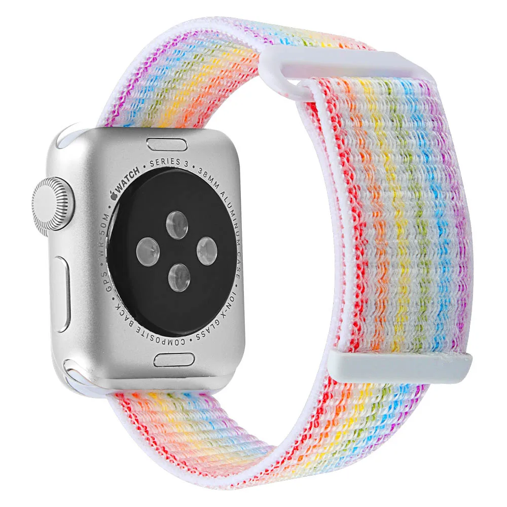 Ремешок для часов Apple Watch 42 мм 4 3 2 1 полосы iwatch 4 3 38 мм 44 мм 40 мм ремешок для часов нейлоновый спортивный ремешок - Цвет ремешка: rainbow