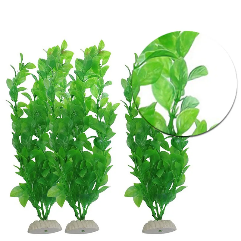 3 шт аквариумный Декор Зеленая искусственная пластиковая трава растение