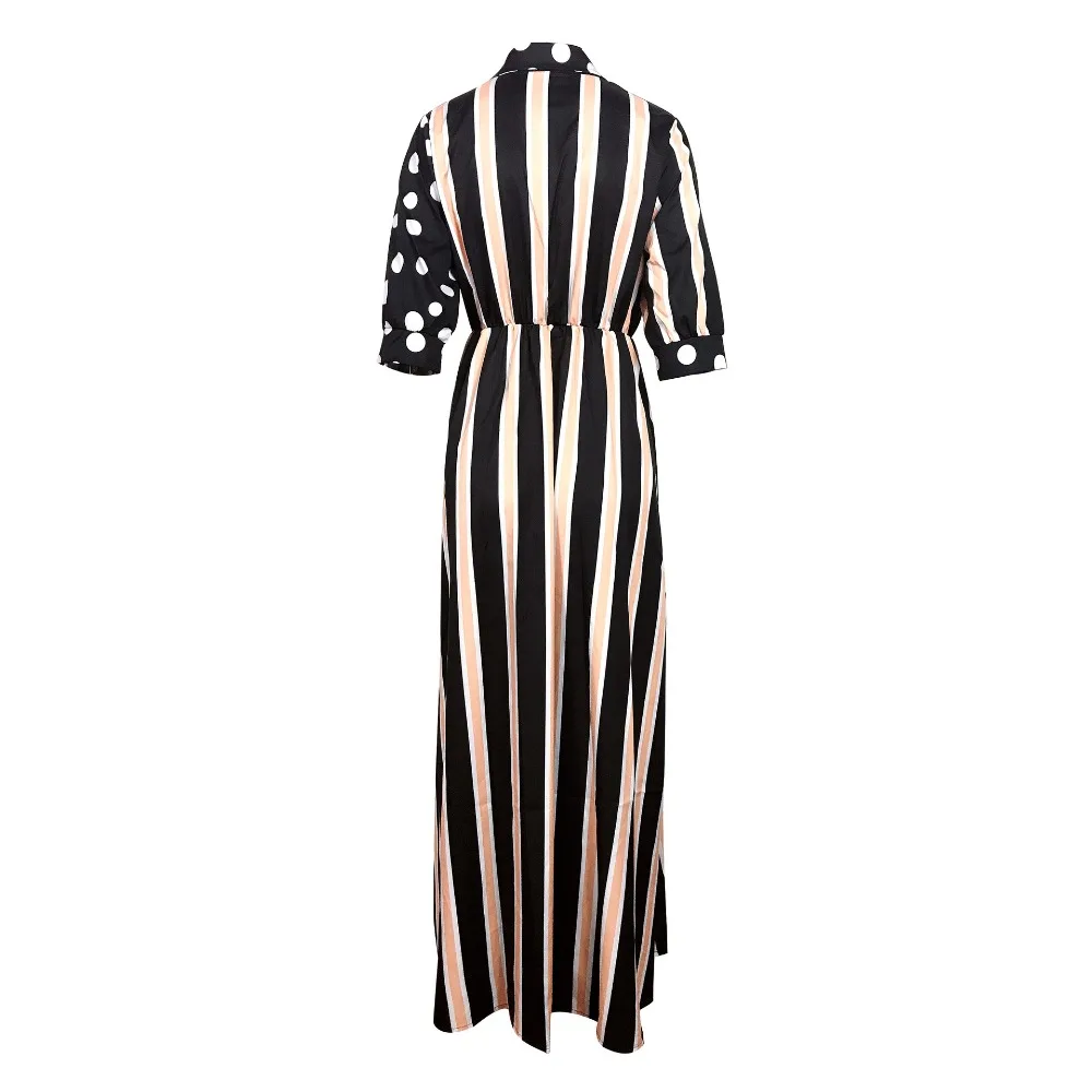 2019 весенние полосатые платья в горошек с принтом стиле пэчворк женские длинные