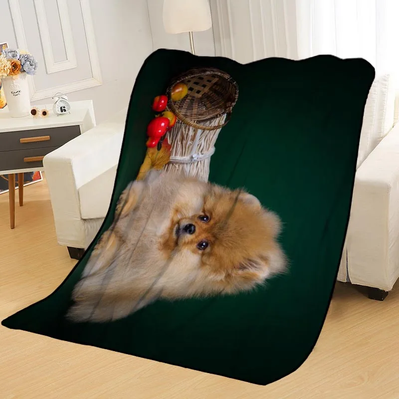 ?? カスタムポメラニアン毛布ベッドスローブランケットソフトブランケット夏毛布アニメ毛布旅行毛布