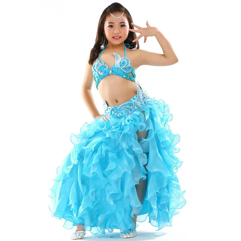 Детский костюм для танца живота высококачественный бюстгальтер + ремень юбка