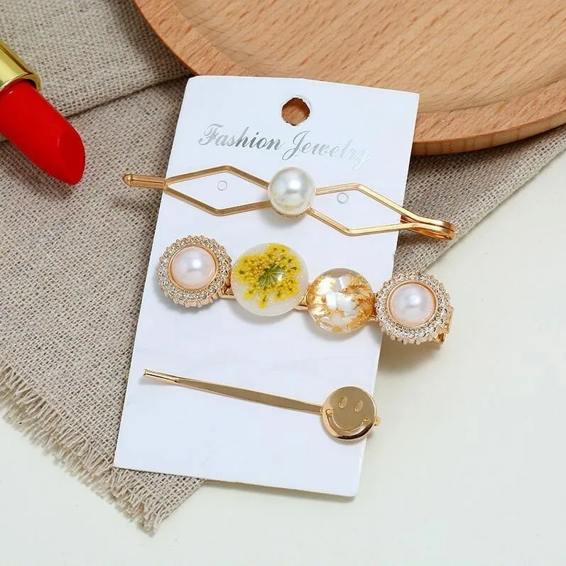 Женские заколки для волос 3 шт./компл. корейские с искусственным жемчугом модные