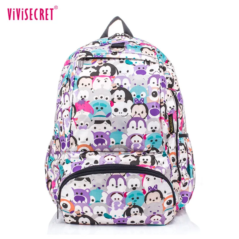 Purple Tsum Новинка; женские школьные сумки для девочек-подростков; водонепроницаемый рюкзак для начальной школы; рюкзак с цветочным принтом в стиле Харадзюку; рюкзак - Цвет: Purple Tsum