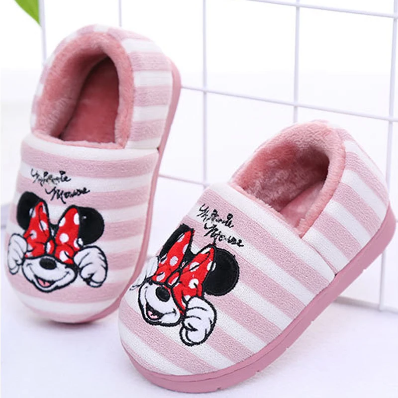 Disney/Новинка 2019 Детские хлопковые тапочки с Микки и Минни зимняя домашняя обувь