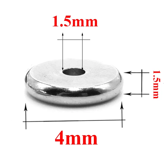 4x1.5mm Aiovlo 50 шт./лот 4 5 6 8 10 мм нержавеющая сталь плоский круглый свободный разделитель бисер бусины для DIY ювелирных изделий Аксессуары - Цвет: 4x1.5mm