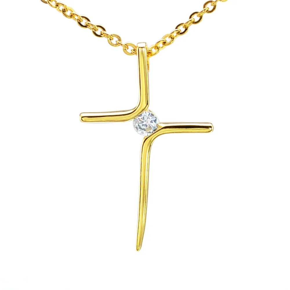 Женское ожерелье с подвеской крестом из нержавеющей стали|rolo chain|pendant necklacegold silver |