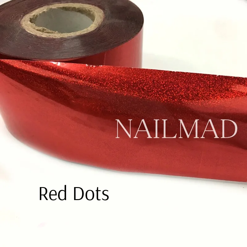 Red Dots 1 рулон 120 м* 4 см голографическая пленка для переноса ногтей лазерные серебряные наклейки для дизайна ногтей Фольга голографическая бумага для переноса - Цвет: Red Dots