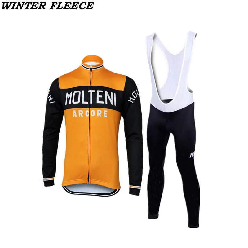 Winter Fleece Мульти Классическая тонкие или зимние Термальность флис Ретро велосипедной команды спортивный свитер с длинным рукавом, комплект Индивидуальные Дорога гонка в горах orolling - Цвет: Winter Fleece