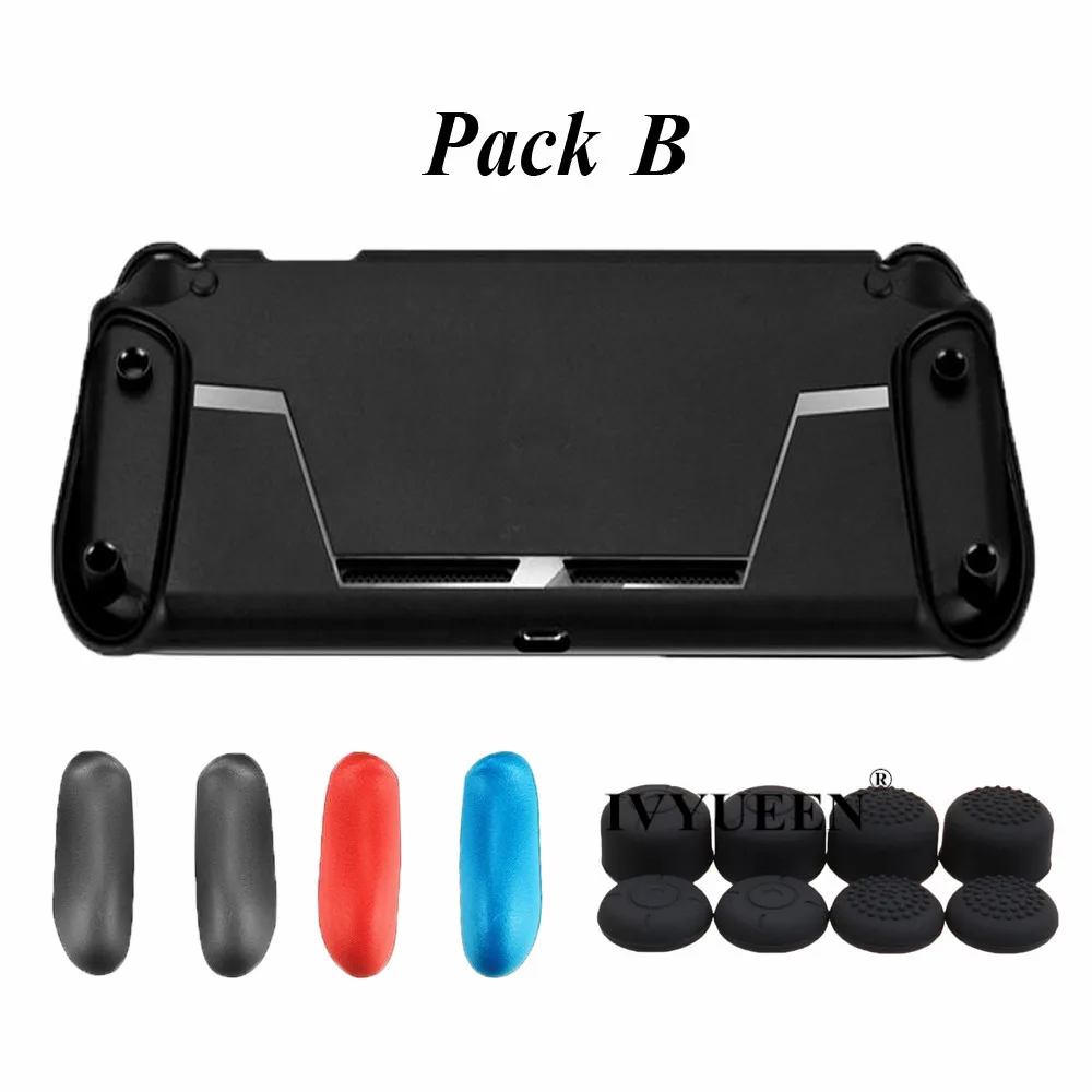 IVYUEEN for Nintend Switch NS NX Console Soft Protective TPU Shell Case Shock Absorption Handle Grip with 4 Game Card Slot - Color: Pack B