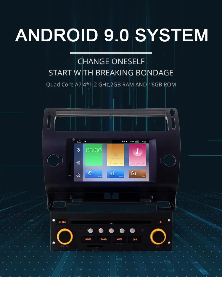 LJDA Android 10,0 автомобильный dvd-плеер для Citroen C4 Quatre Triumph wifi 1 Din Автомобильный Радио gps Навигация стерео руль 2G ram